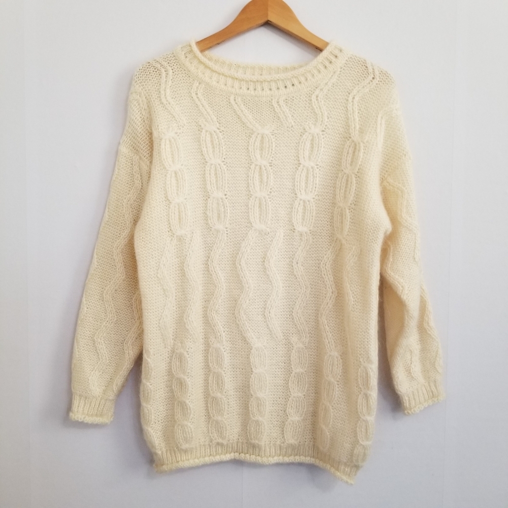 Vintage Allison Blair Ivory Mohair Blend Sweater Size Small